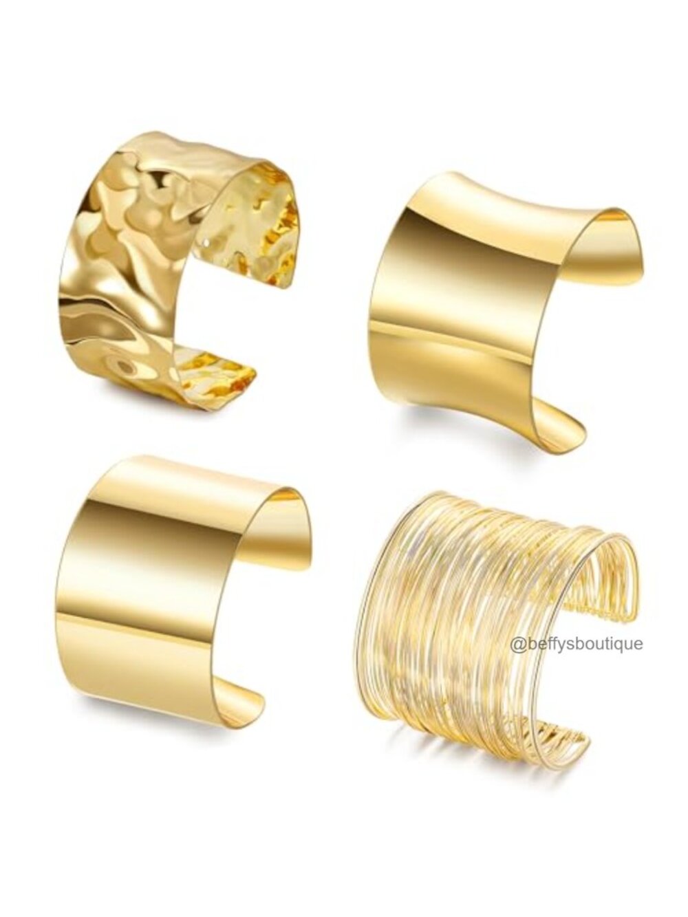 Chunky Cuff Bracelet Set Adjustable Wide Metal Statement Bracelets